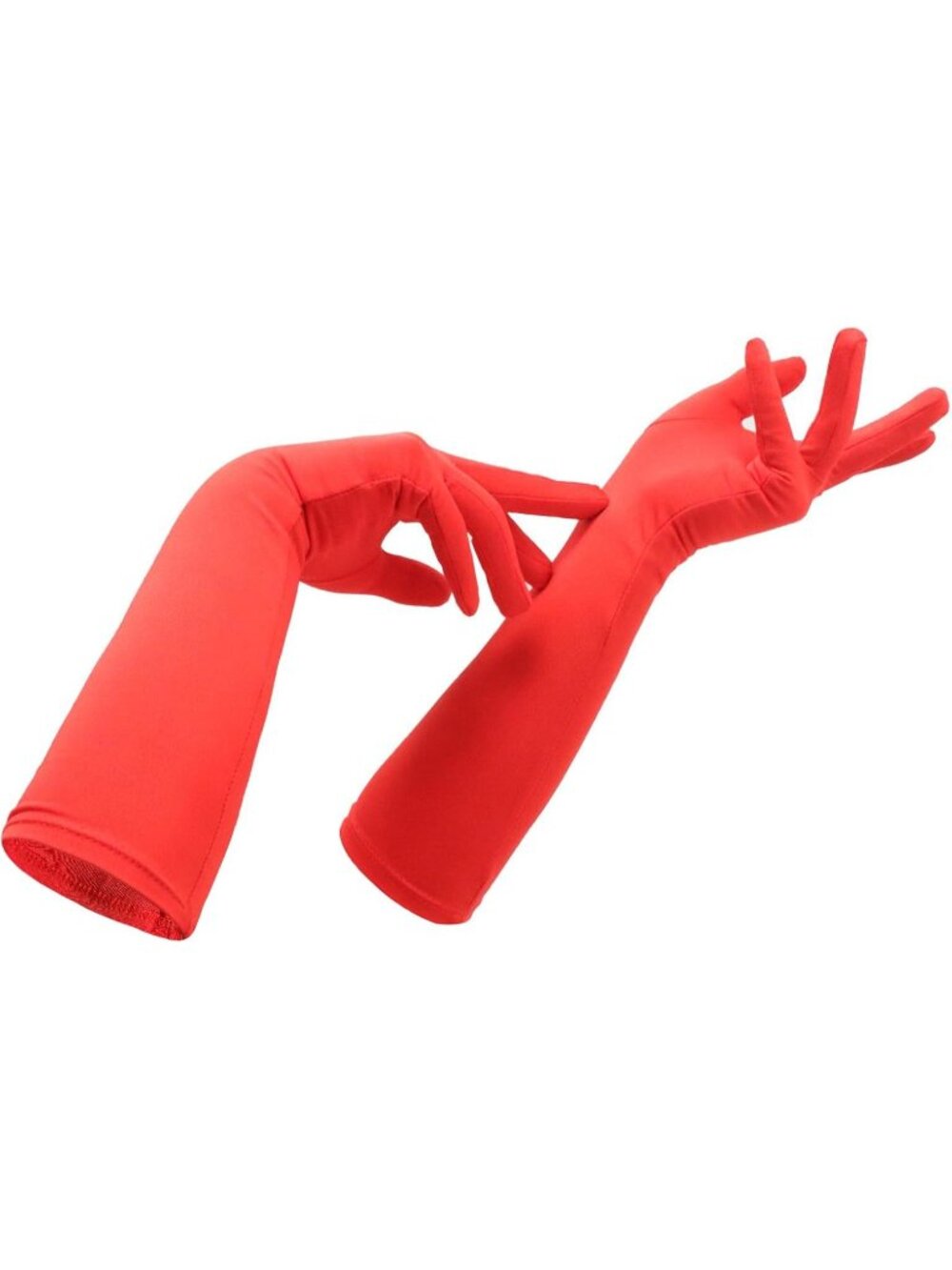 Women's Red Cosplay Halloween Costume Spandex Stretch Mid-Length Gloves